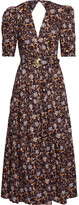Thumbnail for your product : Nicholas Celie Open-back Belted Floral-print Cotton-poplin Midi Dress