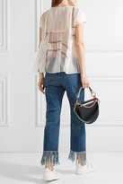 Thumbnail for your product : Sacai Printed Organza-paneled Linen-blend Jersey Top - White
