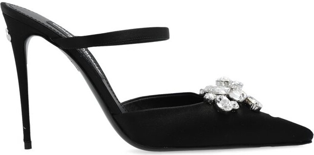 Dolce & Gabbana Embellished Pointed Toe Satin Mules