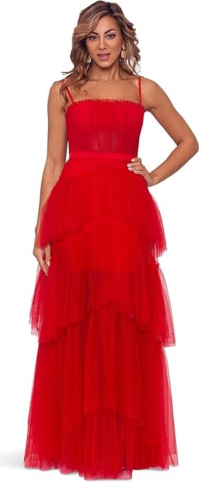 Betsy & Adam Mesh Corset Ball Gown - ShopStyle Maxi Dresses