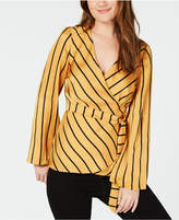 Thumbnail for your product : INC International Concepts Striped Bell-Sleeve Wrap Top, Created for Macy's