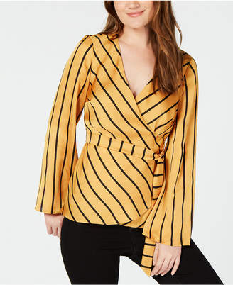 INC International Concepts Striped Bell-Sleeve Wrap Top, Created for Macy's