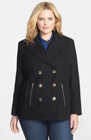 Thumbnail for your product : MICHAEL Michael Kors Zip Pocket Wool Blend Peacoat (Plus Size) (Online Only)