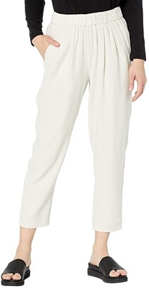 Eileen Fisher Pleated Tapered Ankle Pants in Soft Tencel Twill - ShopStyle