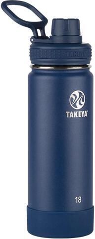 TUKO Takeya Actives 18 oz Vacuum Insulated Stainless Steel Water Bottle with Spout Lid, Premium Quality, Midnight Blue