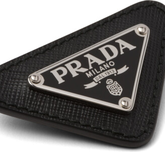 Prada Enameled Triangle Pin With Saffiano Trim - ShopStyle Slip-ons &  Loafers