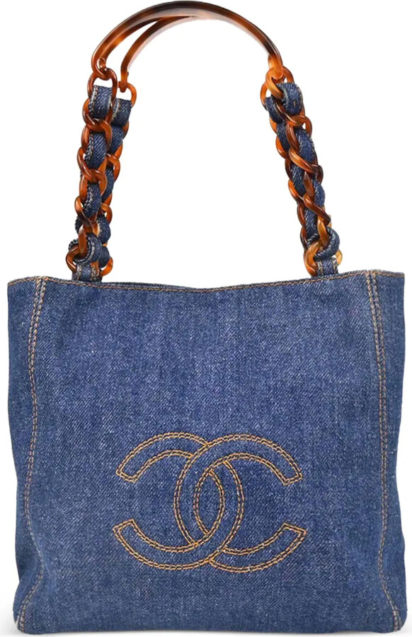 Chanel Pre Owned 1998 Denim Chain Tote Bag