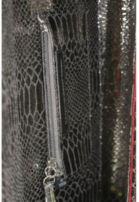 Deepa Gurnani NWD Gray Red Beaded Fold Over Shoulder Handbag $175 5541738
