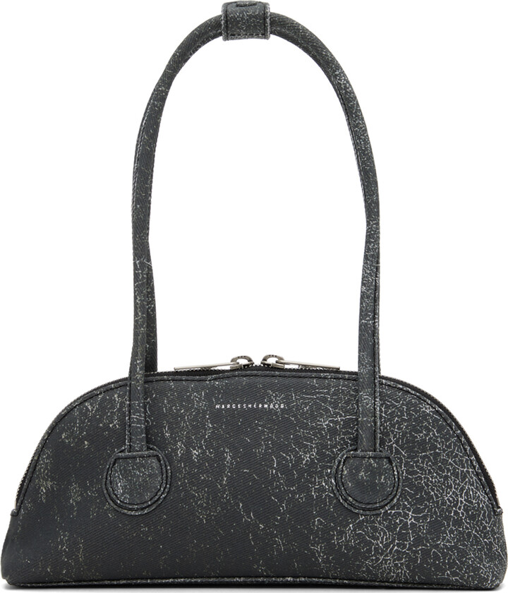 Marge Sherwood Boston M Leather Top Handle Bag in Black