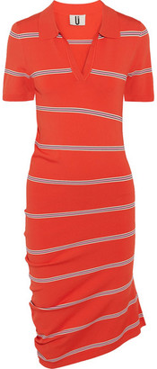 Topshop Margot Asymmetric Striped Stretch-knit Dress - Red