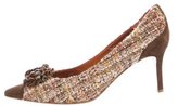 Thumbnail for your product : Moschino Tweed Embellished Pumps