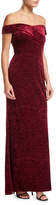 Thumbnail for your product : Aidan Mattox Off-the-Shoulder Embossed Velvet Evening Gown