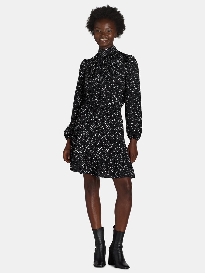 Nine.Eight Women’s and Women’s Plus Mock Neck Mini Dress with Long Sleeves, Sizes XS-4X