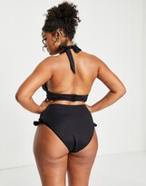 Thumbnail for your product : ASOS Curve ASOS DESIGN Curve mix and match frill high waist bikini bottom in black
