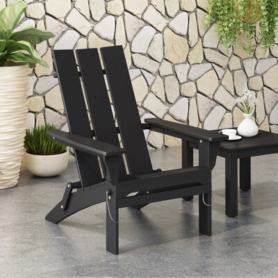 Charlton Home Outsunny Wooden Adirondack Chair, Outdoor Patio Lawn Chair With Cup Holder, Weather Resistant Lawn Furniture, Classic Lounge For Deck, Garden, Backyar