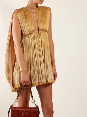Chloé Degrade Pleated Silk Mini Dress - Womens - Gold