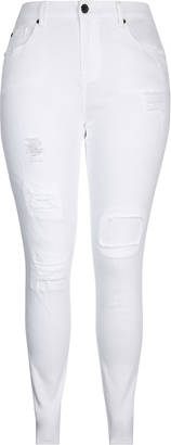 City Chic Patched Up White Skinny Harley Jean