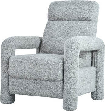 George Oliver Teddy Fleece Push Back Recliner Chair 31.25'' Ergonomic Living Room Recliner with Adjustable Backrest Light Grey Upholstered Single Sofa for Small S