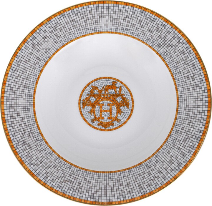 Hermes Mosaique Au 24 Soup Plate Gold Set Of 2 New W/box