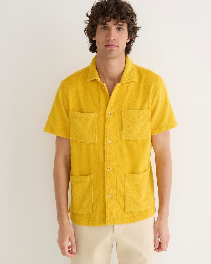 Terry cloth four-pocket camp-collar shirt ShopStyle