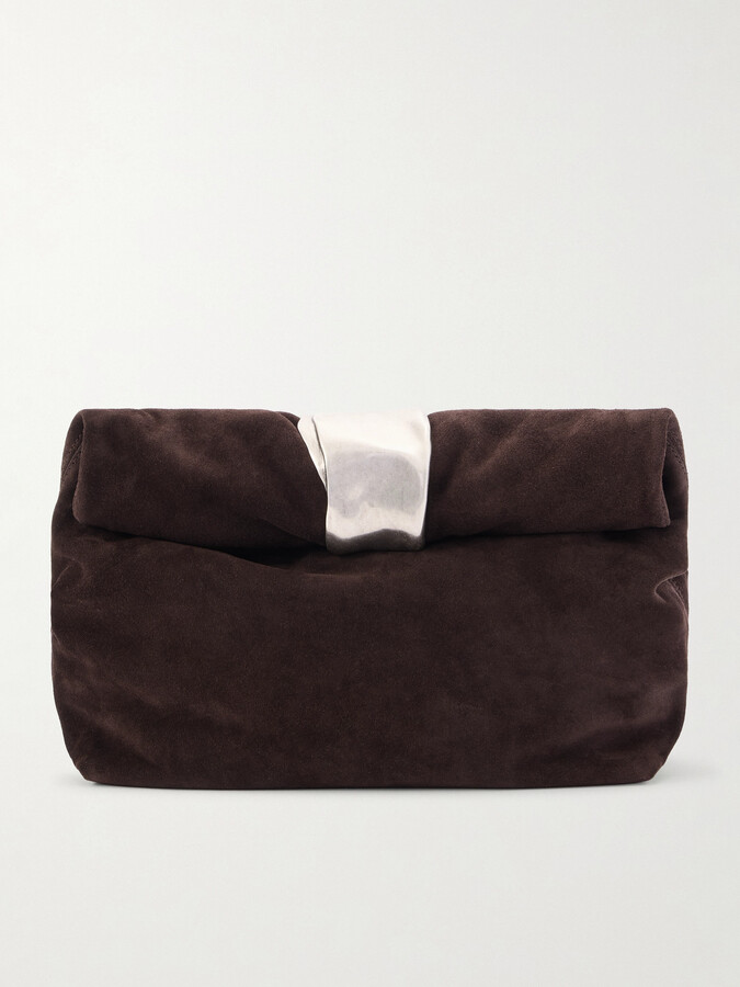 STAUD Cuff Suede Clutch - Brown
