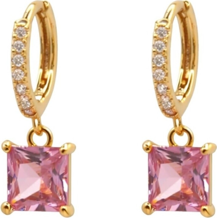 Uchi & Soto Gold / Pink Shikaku Pink & Gold Stone Tennis Earrings