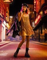 Thumbnail for your product : ASOS DESIGN fringed mini dress in gold