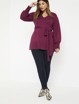 Thumbnail for your product : ELOQUII V-Neck Tie Waist Tunic Sweater
