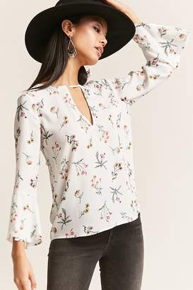 Forever 21 Floral Bell-Sleeve Top