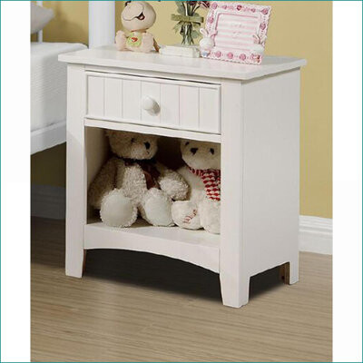 Latitude Run White Modern Nightstand with Drawer & Shelf - Pine Veneer
