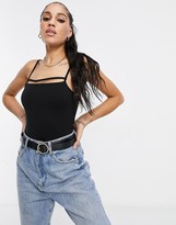 Thumbnail for your product : ASOS DESIGN cami bodysuit with strap detail in black