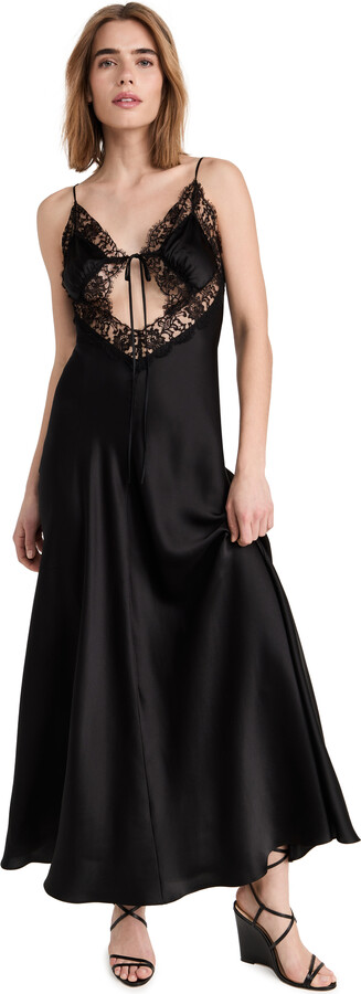 Rodarte Silk Satin Bias Dress with Lace Details