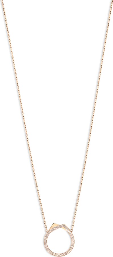 Repossi 18K Rose Gold Antifer Diamond Pave Ring Long Pendant Necklace, 31.4-33.4