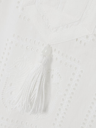 Tory Burch Tasseled Broderie Anglaise Cotton Coverup - White