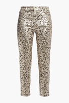 Thumbnail for your product : J Brand Cropped metallic coated leopard-print mid-rise skinny jeans