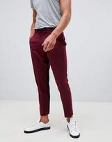 Thumbnail for your product : ASOS DESIGN cigarette crop PANTS in burgundy with contrast insert stripe