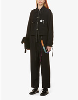 Thumbnail for your product : Song For The Mute High-rise wide-leg crepe trousers