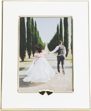 TJMAXX 5X7 Wide Enamel Two Hearts Tabletop Frame, Gold