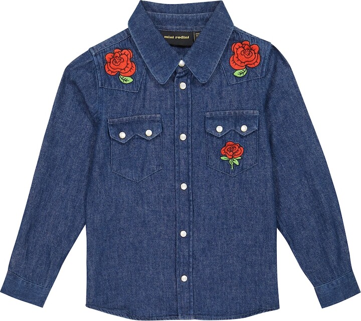 Mini Rodini Embroidered denim shirt
