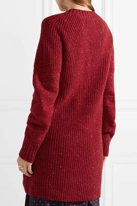 Burberry Oversized Ribbed Wool, Cashmere And Mohair-blend Sweater - Claret