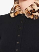 Thumbnail for your product : Miu Miu Leopard-Print Collar Cashmere Cardigan