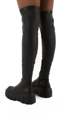 Public Desire Uk Lingo Over The Knee Chunky Sole Boots