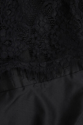 Rasario Convertible lace-paneled silk-blend shantung mini dress