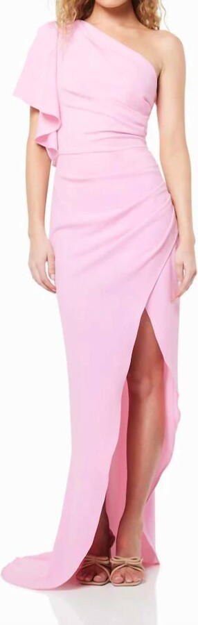 Elliatt Convivial One Shoulder Gown In Baby Pink