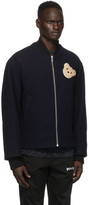Thumbnail for your product : Palm Angels Navy Wool Bear Bomber Jacket