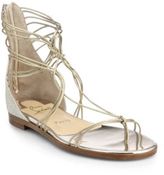 Thumbnail for your product : Christian Louboutin Blanca Metallic Leather Multi-Strap Sandals