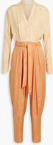 Thumbnail for your product : Equipment Zephrina cropped pleated two-tone satin jumpsuit