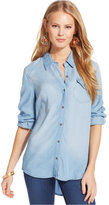 Thumbnail for your product : Jessica Simpson Printed-Trim Chambray Shirt