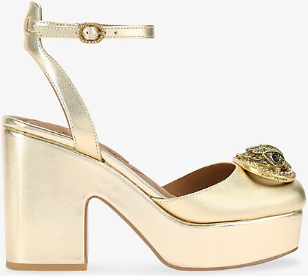 Kurt Geiger Womens Gold Chelsea Metallic-Leather Platform Heels Eur 40 / 7 Uk Women