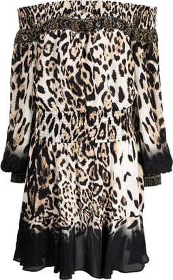 Camilla Leopard-Print Off-Shoulder Dress